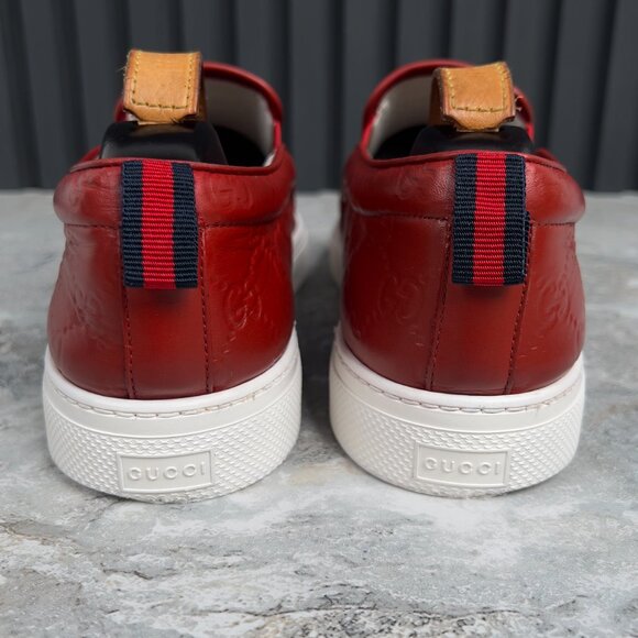 Gucci Slipon GG Monogram Embossed Red Leather 11 G or 11.5 US or 45 EUR - Picture 7 of 12
